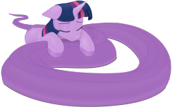 Size: 11339x7087 | Tagged: safe, artist:suspega, artist:tiwake, derpibooru original, character:twilight sparkle, species:lamia, species:pony, species:unicorn, g4, .svg available, absurd resolution, colored, cute, eyes closed, female, lamiafied, mare, onomatopoeia, original species, simple background, sleeping, solo, sound effects, species swap, story included, tail pillow, transparent background, twiabetes, twilamia, vector, wingless
