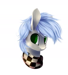 Size: 1927x2127 | Tagged: safe, artist:intfighter, oc, oc only, species:earth pony, species:pony, g4, bust, clothing, earth pony oc, scarf, signature, simple background, solo, white background
