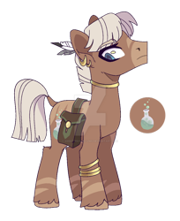 Size: 600x734 | Tagged: safe, artist:sweet-psycho-uwu, oc, oc only, parent:trouble shoes, parent:zecora, species:zony, g4, bag, deviantart watermark, hybrid, male, obtrusive watermark, offspring, parents:troublecora, saddle bag, simple background, solo, transparent background, watermark