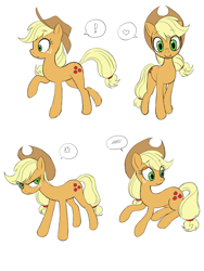 Size: 1620x2160 | Tagged: safe, artist:haibaratomoe, character:applejack, species:earth pony, species:pony, g4, annoyed, cute, dialogue, female, heart, jackabetes, looking at you, shy, simple background, solo, speech bubble, surprised, white background