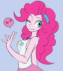 Size: 1150x1294 | Tagged: safe, artist:haibaratomoe, character:pinkie pie, species:eqg human, g4, my little pony: equestria girls, my little pony:equestria girls, clothing, cute, diapinkes, geode of sugar bombs, looking at you, magical geodes, one eye closed, smiling, solo, tank top, wink