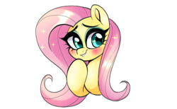 Size: 810x499 | Tagged: safe, artist:techycutie, character:fluttershy, species:pegasus, species:pony, g4, blushing, bust, cute, eyeshadow, female, makeup, mare, shyabetes, simple background, solo, white background