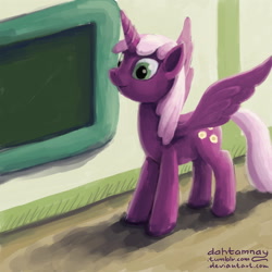 Size: 1280x1280 | Tagged: safe, artist:dahtamnay, character:cheerilee, species:alicorn, species:pony, 30 minute art challenge, alicornified, chalkboard, cheericorn, female, mare, race swap, solo