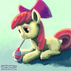 Size: 3000x3000 | Tagged: safe, artist:dahtamnay, character:apple bloom, 30 minute art challenge, easter, easter egg, painting