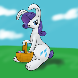 Size: 1000x1000 | Tagged: safe, artist:short circuit, character:rarity, species:rabbit, bunnified, easter, rabbity, species swap
