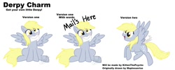 Size: 1405x568 | Tagged: safe, artist:maplesunrise, character:derpy hooves, species:pegasus, species:pony, charm, cute, female, letter, mail, mare, mouth hold, paper child