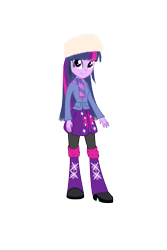 Size: 2656x3984 | Tagged: safe, artist:deannaphantom13, character:twilight sparkle, my little pony:equestria girls, clothing, female, hat, jacket, scarf, simple background, solo, transparent background, winter