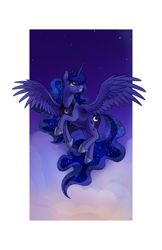 Size: 1024x1583 | Tagged: dead source, safe, artist:lemondevil, character:princess luna, species:alicorn, species:pony, female, mare, solo, spread wings, wings
