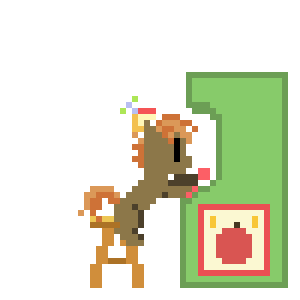 Size: 300x300 | Tagged: safe, artist:zztfox, character:button mash, animated, arcade, arcade game, konami code, male, pew pew, pixel art, sitting, solo, stool, video game, winner