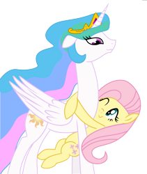 Size: 2665x3155 | Tagged: safe, artist:synch-anon, character:fluttershy, character:princess celestia, species:alicorn, species:pony, ship:flutterlestia, high res, hug, momlestia, shipping, simple background, transparent background, vector