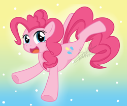 Size: 900x750 | Tagged: safe, artist:maplesunrise, character:pinkie pie, species:earth pony, species:pony, cute, diapinkes, female, gradient background, mare, open mouth, solo