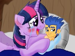 Size: 613x462 | Tagged: safe, artist:biosonic100, edit, character:flash sentry, character:twilight sparkle, ship:flashlight, bad edit, crying, exploitable meme, female, flash sentry savior of the universe, handsome, happy, improvement, male, meme, offspring, shipping, straight, twilight's offspring, waifu thief