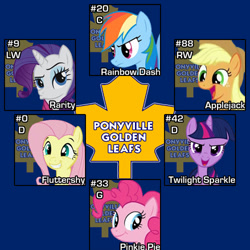 Size: 500x500 | Tagged: safe, artist:doctorxfizzle, character:applejack, character:fluttershy, character:pinkie pie, character:rainbow dash, character:rarity, character:twilight sparkle, golden, hockey, mane six, nhl, ponyville, toronto maple leafs