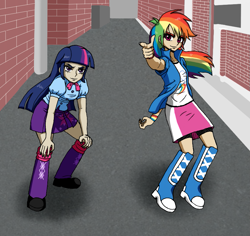 Size: 897x845 | Tagged: safe, artist:asdf314159265, character:rainbow dash, character:twilight sparkle, my little pony:equestria girls, color edit, human coloration, humanized, light skin, tan skin