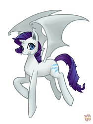 Size: 600x800 | Tagged: safe, artist:norang94, character:rarity, species:alicorn, species:bat pony, species:pony, alicornified, bat ponified, bat pony alicorn, fangs, female, mare, race swap, raribat, raricorn, simple background, solo, spread wings, transparent background, wings