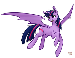 Size: 900x700 | Tagged: safe, artist:norang94, character:twilight sparkle, character:twilight sparkle (alicorn), species:alicorn, species:bat pony, species:pony, bat ponified, fangs, female, hilarious in hindsight, race swap, solo, twibat, vector