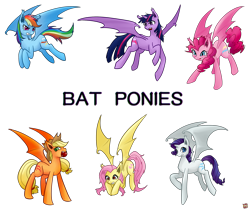 Size: 2102x1771 | Tagged: safe, artist:norang94, character:applejack, character:flutterbat, character:fluttershy, character:pinkie pie, character:rainbow dash, character:rarity, character:twilight sparkle, character:twilight sparkle (alicorn), species:alicorn, species:bat pony, species:pony, episode:bats!, g4, my little pony: friendship is magic, alicornified, applebat, bat ponified, bat pony alicorn, female, hilarious in hindsight, mane six, mare, pinkiebat, race swap, rainbowbat, raribat, raricorn, spread wings, twibat, wings