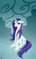 Size: 1000x1600 | Tagged: safe, artist:norang94, character:rarity, episode:rarity takes manehattan, g4, my little pony: friendship is magic, crying, female, rain, solo, wet, wet mane, wet mane rarity