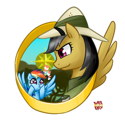 Size: 1000x1000 | Tagged: safe, artist:norang94, character:daring do, character:rainbow dash, compass rose, heart, palindrome get, so awesome, wingding eyes