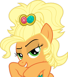 Size: 6000x6786 | Tagged: safe, artist:dasprid, character:applejack, episode:simple ways, g4, my little pony: friendship is magic, absurd resolution, applejewel, face, female, looking at you, simple background, solo, transparent background, vector, vogue