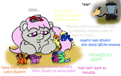 Size: 992x621 | Tagged: safe, artist:mr tiggly the wiggly walnut, blender (object), fluffy pony, fluffy pony foals, fluffy pony mother