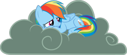 Size: 13892x6000 | Tagged: safe, artist:dasprid, character:rainbow dash, species:pegasus, species:pony, episode:testing testing 1-2-3, g4, my little pony: friendship is magic, .svg available, absurd resolution, cloud, cute, cutie mark, female, hooves, lying on a cloud, mare, on a cloud, sad, simple background, solo, transparent background, vector, wings