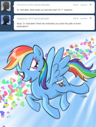 Size: 640x852 | Tagged: safe, artist:giantmosquito, character:rainbow dash, ask, ask-dr-adorable, dr adorable, tumblr