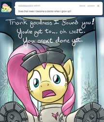 Size: 640x744 | Tagged: safe, artist:giantmosquito, character:fluttershy, ask, ask-dr-adorable, clone, dr adorable, tumblr, vats