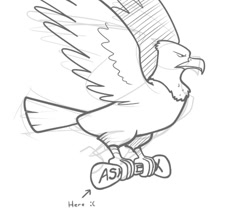 Size: 500x436 | Tagged: safe, artist:redhotkick, ask, monochrome, sketch, solo, that friggen eagle, tumblr