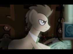Size: 1024x768 | Tagged: safe, artist:biosonic100, character:doctor whooves, character:time turner, doctor who, male, necktie, solo, tardis, tardis console room, tardis control room, the doctor