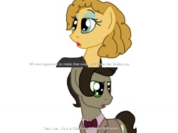 Size: 1024x768 | Tagged: safe, artist:biosonic100, character:doctor whooves, character:time turner, doctor who, eleventh doctor, ponified, river song