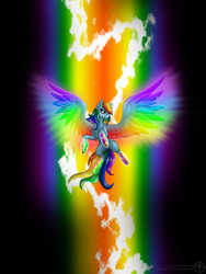 Size: 1200x1600 | Tagged: safe, artist:adalbertus, character:rainbow dash, colored wings, female, multicolored wings, rainbow power, rainbow wings, solo