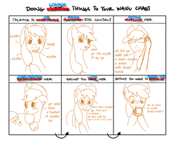 Size: 1600x1300 | Tagged: safe, artist:varemia, edit, character:applejack, species:pony, /mlp/, apple, blushing, cute, doing loving things, eyes closed, flanderization, floppy ears, grin, happy, looking at you, looking away, marriage proposal, monochrome, open mouth, petting, ring, silly, silly pony, smiling, talking, that pony sure does love apples, waifu, wide eyes