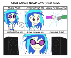 Size: 1600x1300 | Tagged: safe, artist:varemia, character:dj pon-3, character:vinyl scratch, my little pony:equestria girls, brofist, doing loving things, humanized, looking at you, love, meme, sunglasses, wub