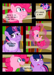 Size: 1100x1540 | Tagged: safe, artist:chubbyjam, character:pinkie pie, character:twilight sparkle, episode:too many pinkie pies, g4, my little pony: friendship is magic
