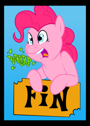 Size: 1100x1540 | Tagged: safe, artist:chubbyjam, character:pinkie pie, episode:too many pinkie pies, g4, my little pony: friendship is magic, burp, female, solo, the end