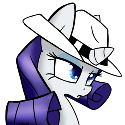 Size: 1200x1200 | Tagged: safe, artist:ramott, character:rarity, clothing, fedora, female, hat, solo