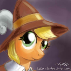 Size: 640x640 | Tagged: dead source, safe, artist:giantmosquito, character:applejack, bust, female, portrait, smart cookie, solo
