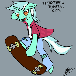 Size: 1000x1000 | Tagged: safe, artist:tlatophat, character:lyra heartstrings, '90s, clothing, skateboard