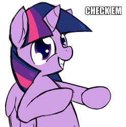 Size: 800x811 | Tagged: safe, artist:ramott, character:twilight sparkle, character:twilight sparkle (alicorn), species:alicorn, species:pony, check em, dubs, female, image macro, mare, meme