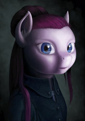 Size: 1400x1981 | Tagged: safe, artist:dahtamnay, character:pinkamena diane pie, character:pinkie pie, alternate hairstyle, clothing, creepy, female, gothic, portrait, semi-anthro, solo, three quarter view