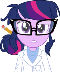 Size: 1717x2054 | Tagged: safe, artist:mit-boy, character:twilight sparkle, character:twilight sparkle (scitwi), species:eqg human, equestria girls:rainbow rocks, g4, my little pony: equestria girls, my little pony:equestria girls, .svg available, adorkable, clothing, cute, dork, female, glasses, lab coat, pencil, simple background, solo, svg, that was fast, transparent background, vector