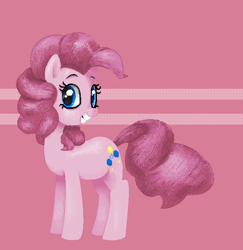 Size: 692x712 | Tagged: dead source, safe, artist:conphettey, character:pinkie pie, species:earth pony, species:pony, abstract background, female, mare, pixel art, smiling, solo