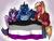 Size: 1024x775 | Tagged: safe, artist:collaredginger, character:big mcintosh, character:princess luna, character:twilight sparkle, character:twilight sparkle (alicorn), species:alicorn, species:anthro, species:earth pony, g4, asexual, asexual pride flag, clothing, eyebrows, eyebrows visible through hair, female, flag, looking at you, male, mare, pride, smiling, stallion, wings