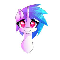 Size: 2500x2500 | Tagged: safe, artist:novabytes, character:dj pon-3, character:vinyl scratch, species:pony, species:unicorn, bust, cheek fluff, colored pupils, female, fluffy, grin, looking at you, mare, portrait, simple background, smiling, solo, squee, transparent background