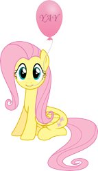 Size: 4758x8336 | Tagged: safe, artist:hawk9mm, character:fluttershy, species:pegasus, species:pony, absurd resolution, balloon, cute, female, mare, mouth hold, simple background, solo, transparent background, vector, yay