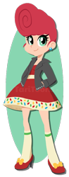 Size: 354x900 | Tagged: safe, artist:taritoons, oc, oc only, oc:fairy bread, parent:cheese sandwich, parent:pinkie pie, parents:cheesepie, species:human, clothing, dress, humanized, humanized oc, lineless, offspring, pompadour, rockabilly, simple background, solo, transparent background