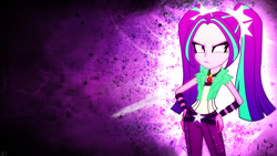 Size: 1920x1080 | Tagged: safe, artist:amoagtasaloquendo, artist:imperfectxiii, edit, character:aria blaze, equestria girls:rainbow rocks, g4, my little pony: equestria girls, my little pony:equestria girls, female, glow, hand on hip, moody, solo, vector, wallpaper, wallpaper edit