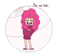 Size: 623x543 | Tagged: safe, artist:redhotkick, character:pinkie pie, species:human, clothing, gravity falls, hamster ball, humanized, legend of the gobblewonker, mabel pines, sweater
