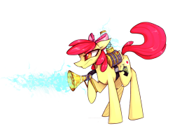 Size: 2500x2000 | Tagged: safe, artist:novabytes, character:apple bloom, episode:bloom and gloom, g4, my little pony: friendship is magic, female, pest control gear, simple background, solo, transparent background, twitbuster apple bloom